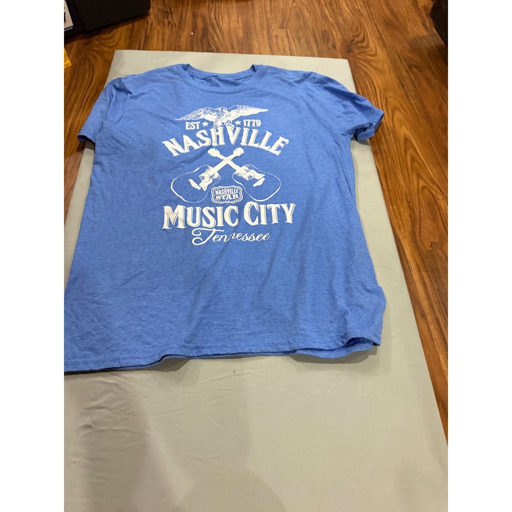 Americana Mens Nashville Star Music City T-Shirt XL Blue